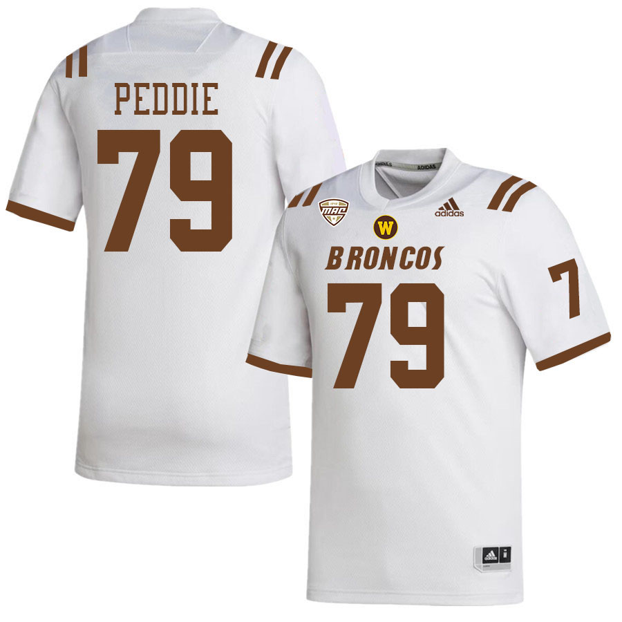 #79 Caden Peddie Western Michigan Broncos College Football Jerseys Stitched-White